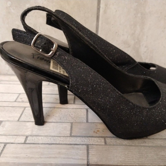 FIONA NIGHT Black Heels Peeptoe Slingback Shoes Size 8M EUC Pre Loved. - Picture 2 of 9